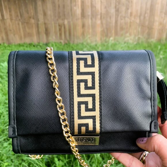 VERSACE Crossbody Perfume Cosmetic Clutch Bag Limited Edition NEW Black Gold - Picture 2 of 16